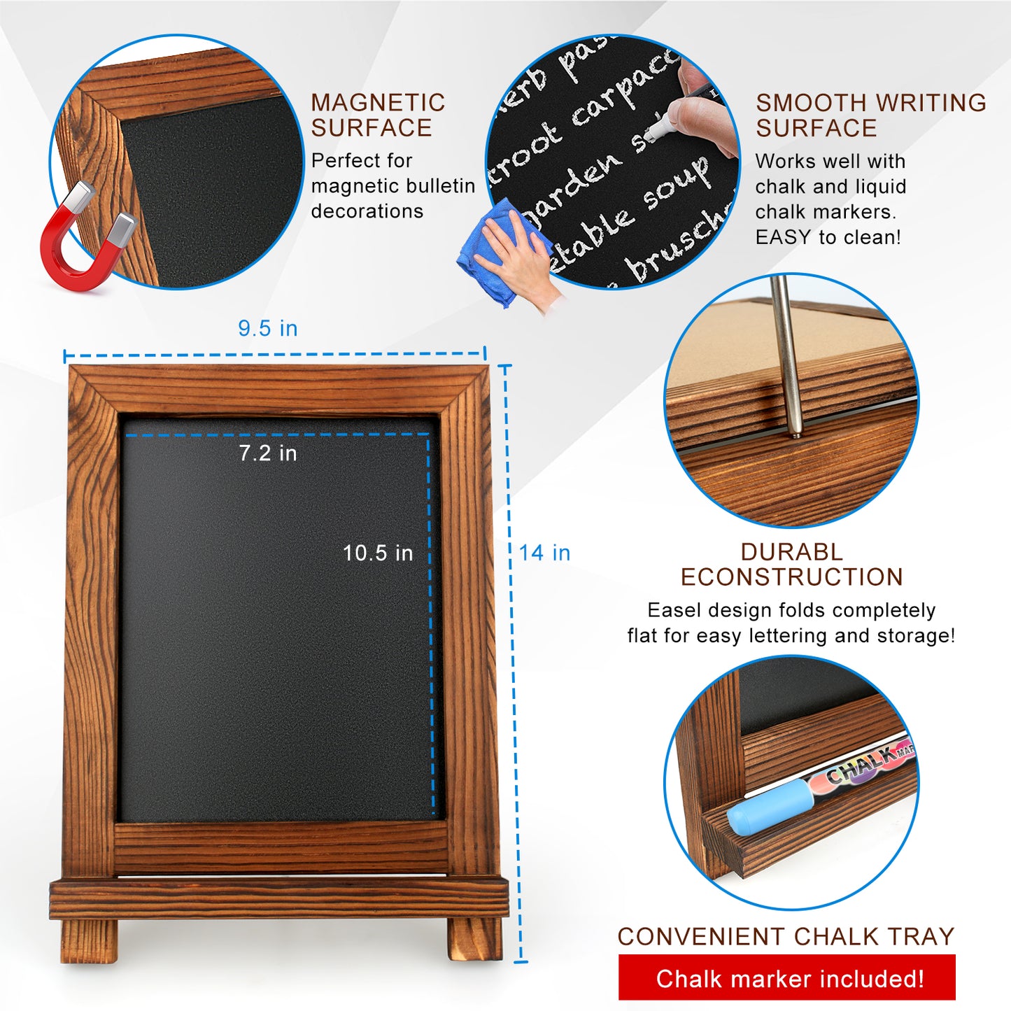 10"*14" Tabletop Stand, Small Countertop Chalkboard Easel with 8Pcs Liquid Chalk for Menu…