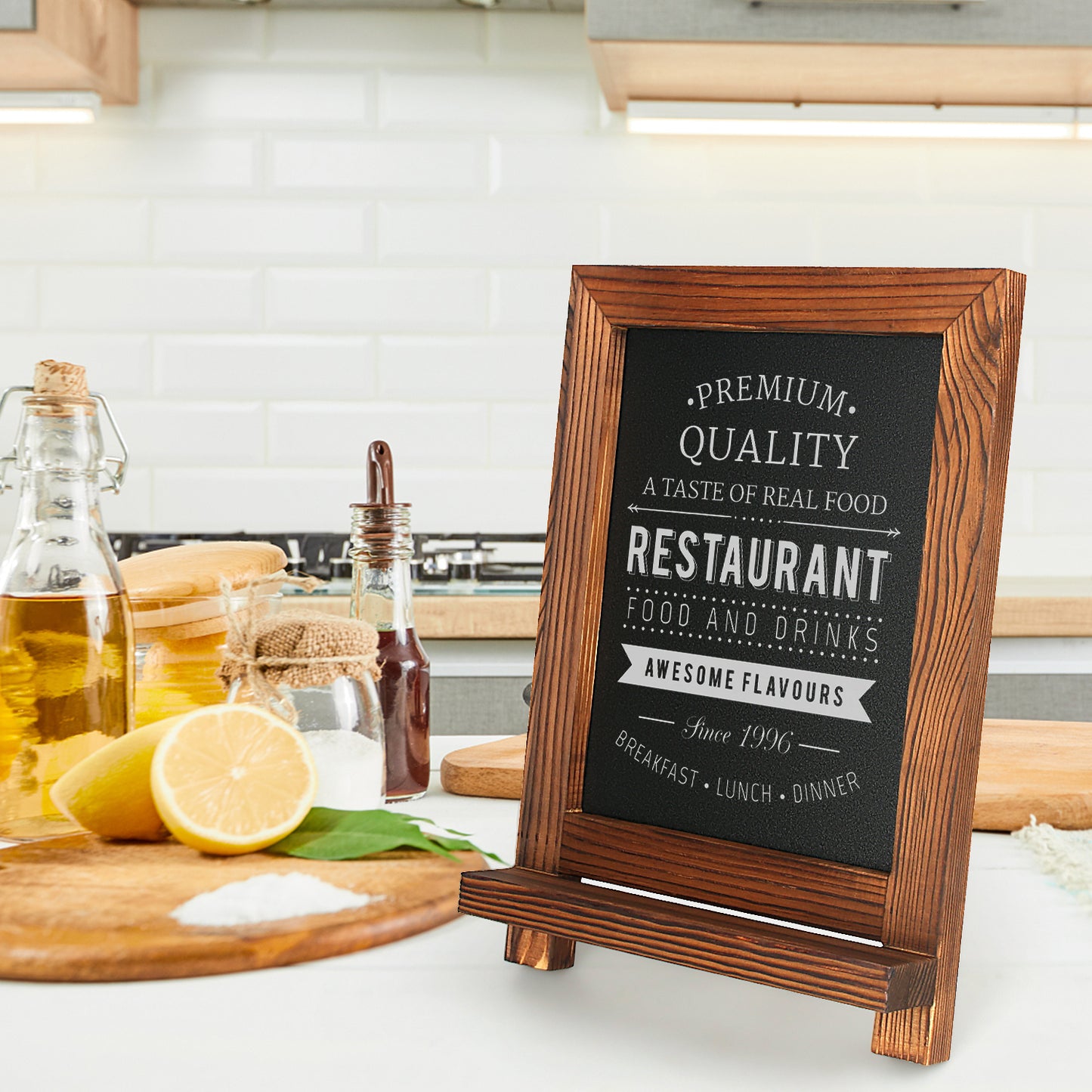 10"*14" Tabletop Stand, Small Countertop Chalkboard Easel with 8Pcs Liquid Chalk for Menu…